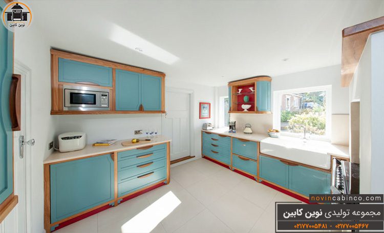 عکس کابینت آشپزخانه فیروزه ای مدرن