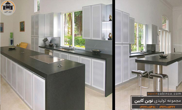 طراحی آشپزخانه مدرن بزرگ و کوچک